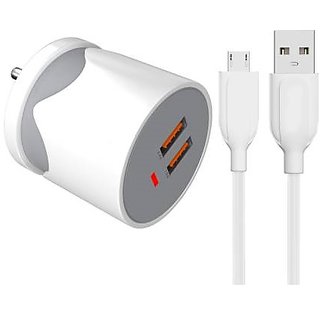                       Vizio 3.4 AMP Dual USB Fast Charger with Free Micro USB Data Cable in Attractive Round Shape Design                                              