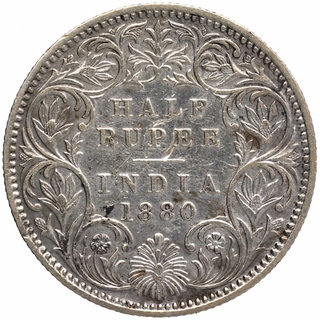                       half rupees 1880 fine condition                                              