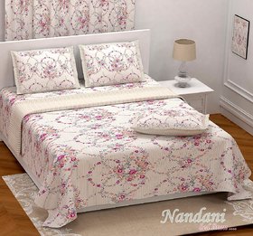 Style  Decors Limited Collection 240 TC 100 Combed Cotton Double Bedsheet with 2 Pillow Cover, Floral Peach, King Size