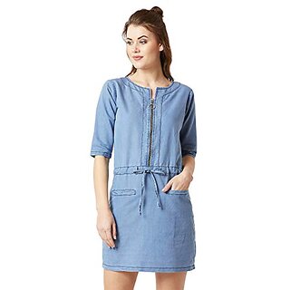                       Miss Chase Womens Denim Midi Shift Dress                                              
