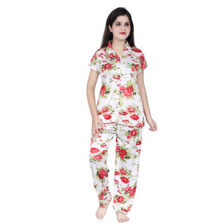 Verdadero presents designer Women's Satin Flora Print night suit Set