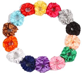 OJ Satin Hair Scrunchy Elastics s Headbands  Multi-Color-Pack of 12pc