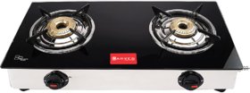 CARVES 2 Burner Nano Black Gas Stove Having toughened Glass top  Rich Matt Steel Body. It Comes with Casting Heavy pan