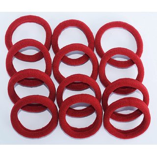 OJ Woolen Rubber Cotton Elastic  Hair Band Scrunchy Hair Red Color set 60pc
