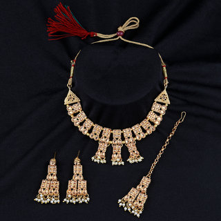 Silver Shine Gold Plated Diamond  Stylish Jewellery Set For Women Girls
