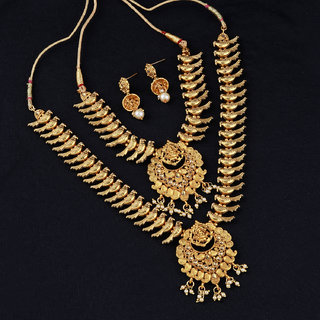 Buy Silver Shine Gold Plated Traditional long Harm Jewellery Set For Women And Girls Online 782 from ShopClues