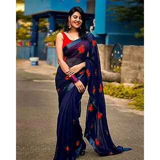 Bhuwal Fashion Georgette Embroidered saree bf5385Black