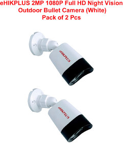 eHIKPLUS 2MP 1080P Full HD Night Vision Outdoor Bullet Camera (White) - Pack of 2 Pcs