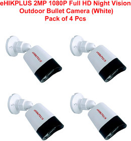 eHIKPLUS 2MP 1080P Full HD Night Vision Outdoor Bullet Camera (White) - Pack of 4 Pcs