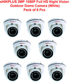 eHIKPLUS 2MP 1080P HD Indoor Night Vision Dome Camera (White) - Pack of 8 Pcs
