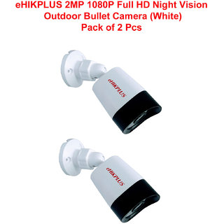 eHIKPLUS 2MP 1080P Full HD Night Vision Outdoor Bullet Camera (White) - Pack of 2 Pcs