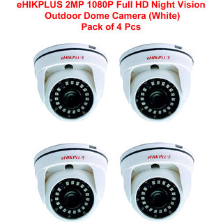                       eHIKPLUS 2MP 1080P HD Indoor Night Vision Dome Camera (White) - Pack of 4 Pcs                                              