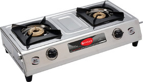 CARVES 2 Burner Magic Stainless Steel LPG Gas Stove. It Comes with Casting Heavy Pan Supports, (ISI Certified)