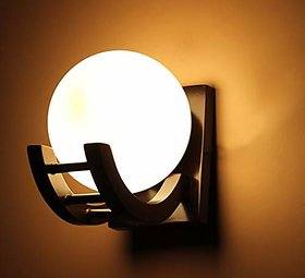 DVLIGHT Globe Shaped Wood and Glass Indoor Outdoor Wall Light Wall Lamp Lighting (Brownish)