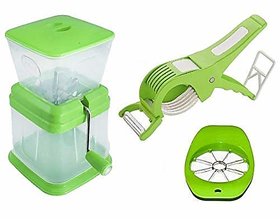 Combo of Plastic Vegetable, Onion Chopper Cum Cutter, Apple Cutter, Chilly Cutter , Assorted Colors