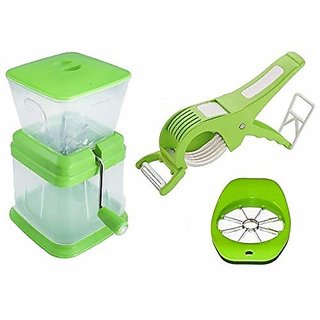                       Combo of Plastic Vegetable, Onion Chopper Cum Cutter, Apple Cutter, Chilly Cutter , Assorted Colors                                              