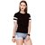WE2 Cotton Black With White Strips Pattern Half Sleeve T-shirt For Womens