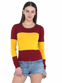 WE2 Cotton red And Yellow Pattern Full Sleeve T-shirt For Womens