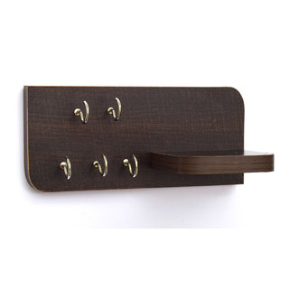 Wooden key holder with Shelf and five hook