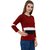 WE2 Cotton Red,White And Black Pattern Full Sleeve T-shirt For Womens
