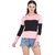 WE2 Cotton Pink And Black Pattern Full Sleeve T-shirt For Womens