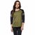 WE2 Cotton Olive With Black Strips Pattern Full Sleeve T-shirt For Womens