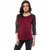 WE2 Cotton Red And Grey Pattern Full Sleeve T-shirt For Womens