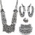 Zukhruf Fashion Jewellery Oxidised Silver Banjara Style Choker Necklace Set Ring with Earring (SGM-010C4)
