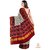White  Maroon Manekchowk Motifs Semi Patola Saree - Single weave