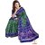 Dark Blue and Green Zig Zag With Hathi Palu Semi Patola Saree - Single Weave