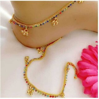 Indian Traditional Gold Plated Metal Multicolor Payal/Anklets By 5star online store