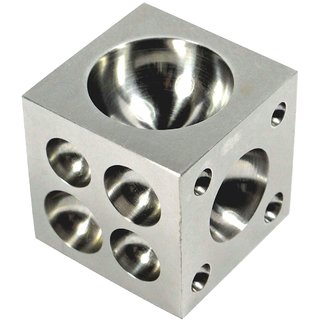                       Steel Dapping Block Sqaure Round Cavities 1.5 x 1.5 x 1.5 inch - Doming Block Square Jewellery Making Bench Tool                                              