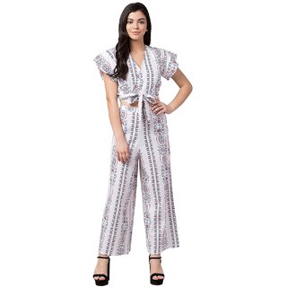 Akaas Women s Printed Parallel Two Piece Ladies Wrap Top Dressess with Palazzo Set