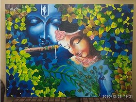 Style UR Home - Radha Krishna Beautiful Painting - 2 ft x 2 ft - Non Tearable High Quality Printed Poster