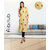 Fabclub Cambric Cotton Floral Printed Straight Ladies Kurti (Golden Yellow)