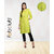 Fabclub Cotton Flex Solid Plain Front Slit Straight Women Kurta (Lime Green)