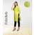 Fabclub Cotton Flex Solid Plain Front Slit Straight Women Kurta (Lime Green)