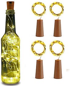 Tied Ribbons Pack of 4 Wine Bottle Cork Copper Wire String Lights (2 Meter 20 LED in Each)