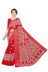 SVB Saree Red Colour Linen Printed Saree