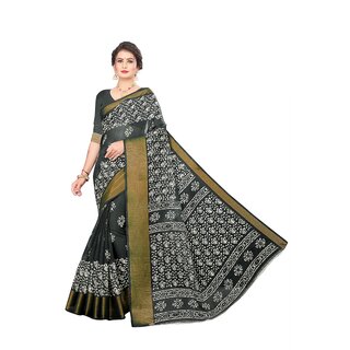                       SVB Saree Black Colour Linen Printed Saree                                              