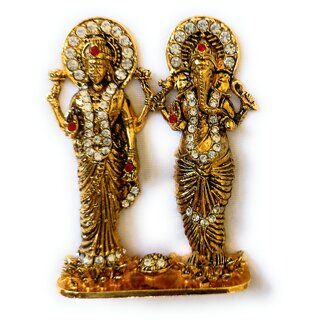                       Shree Ganesh Laxmi 24k Gold Plated Idol                                              