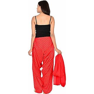 Rangrez Creation Women Cotton Printed Full Patiyala Salwar With Duptta SEt ( Free Size )(RED)