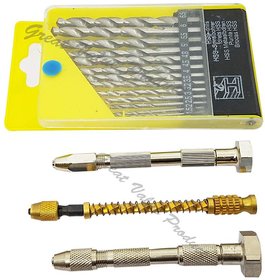 Spiral Push Hand Drill With 13 HSS Twisted Drills Set and Swivel Head Pin Vise Beading Tools For Soft Drilling, Crafting