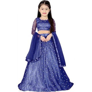 Buy F Plus Fashion Blue Net Embroidered Girls Party Wear Semi Stitched Lehenga Choli Comfortable To 3 15 Years Girls Online 499 from ShopClues