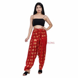                      Rangrez Creation Indian Women Cotton Barfi Printed Full Patiyala Salwar ( Free Size )(RED)                                              