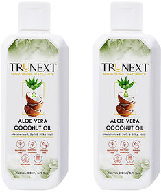 TRUNEXT NATURAL ALOE VERA COCONUT HAIR OIL , PACK OF 2 (400 ML)