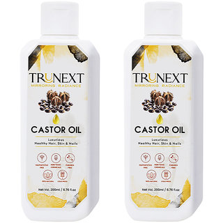 TRUNEXT COLD PRESSED 100  PURE CASTOR HAIR OIL FOR HAIR GROWTH, Pack of 2 (400 ml)