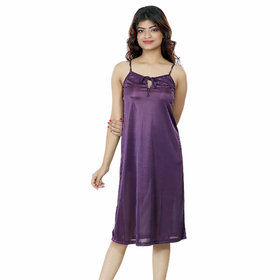 Nivcy Women Satin Nighty (Dark Purple)