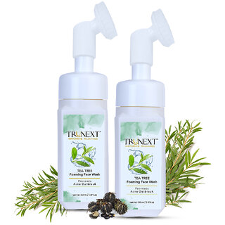 TRUNEXT TEA TREE FACE WASH WITH FOAMING BRUSH, Pack of 2 (300 ml) TRUNEXT TEA TREE FACE WASH WITH FOAMING BRUSH, Pack of 2 (300 ml)