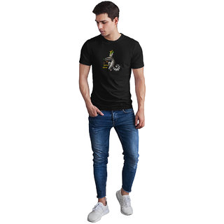                       THE 28 Vision Printed Half Sleeve Round Neck Black T-Shirt for Men's                                              